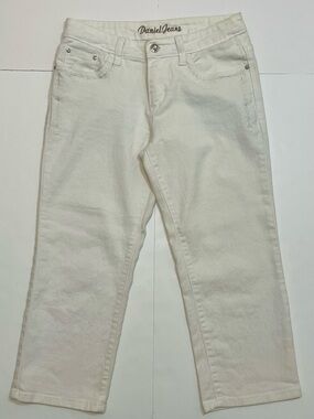 Vintage Y2K Daniel Embroidered Cropped Leg White Jeans Size 6
